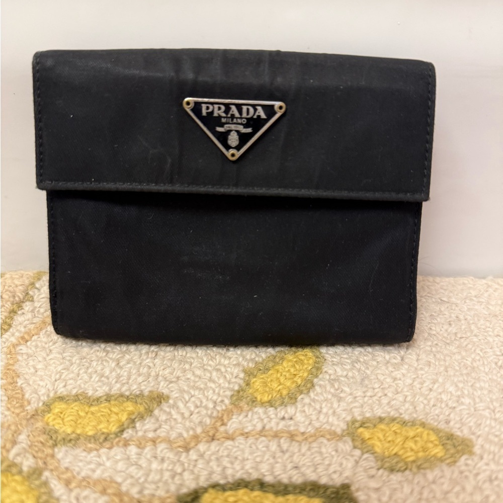 PRADA Unisex Tessuto Trifold Black Nylon Compact Wallet - Picture 15 of 16